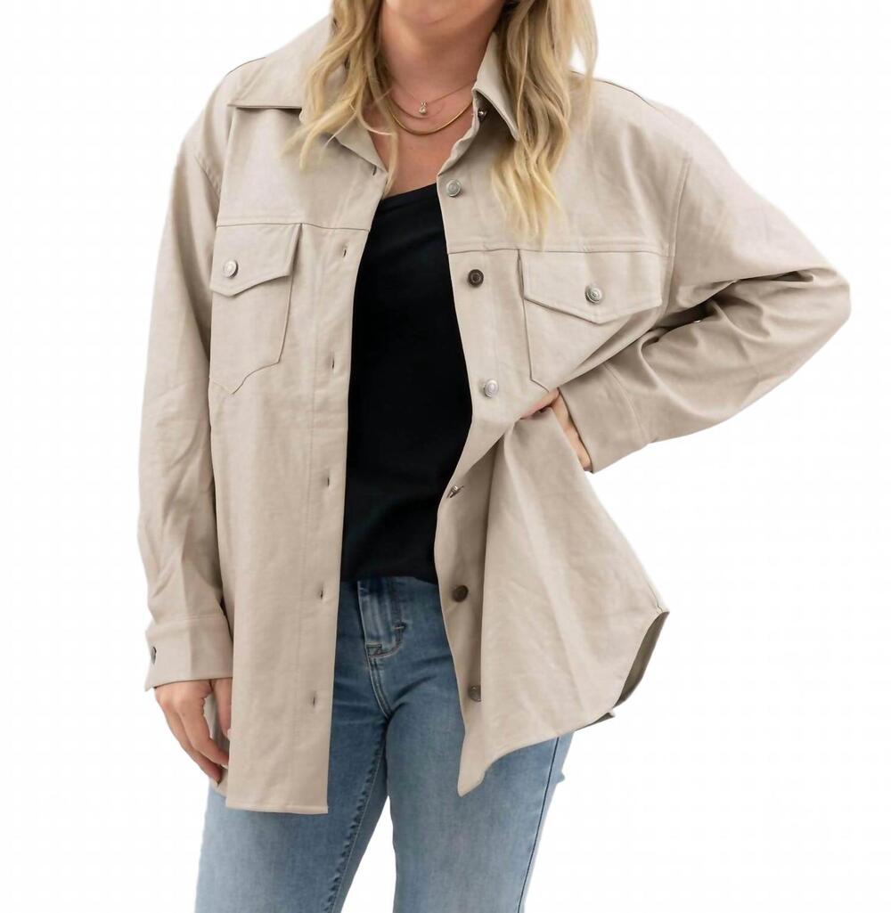 NEW SHE + SKY faux leather shacket in cream